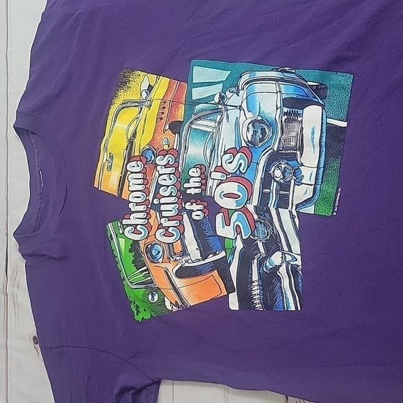 Sun Sportswear Vintage Single Stitch Chrome Cruisers of the 50s Purple Tee - Picture 2 of 11